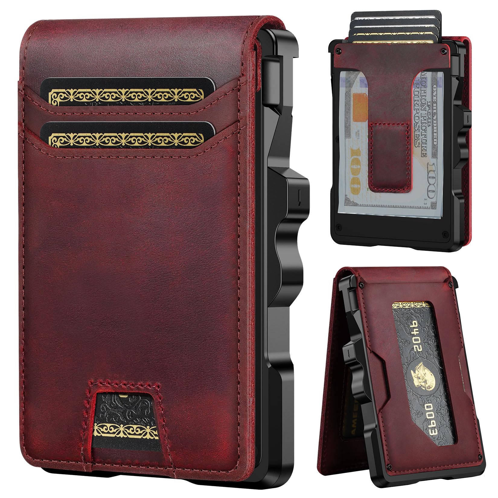Furid Men’s Genuine Leather Slim RFID Minimalist Wallet