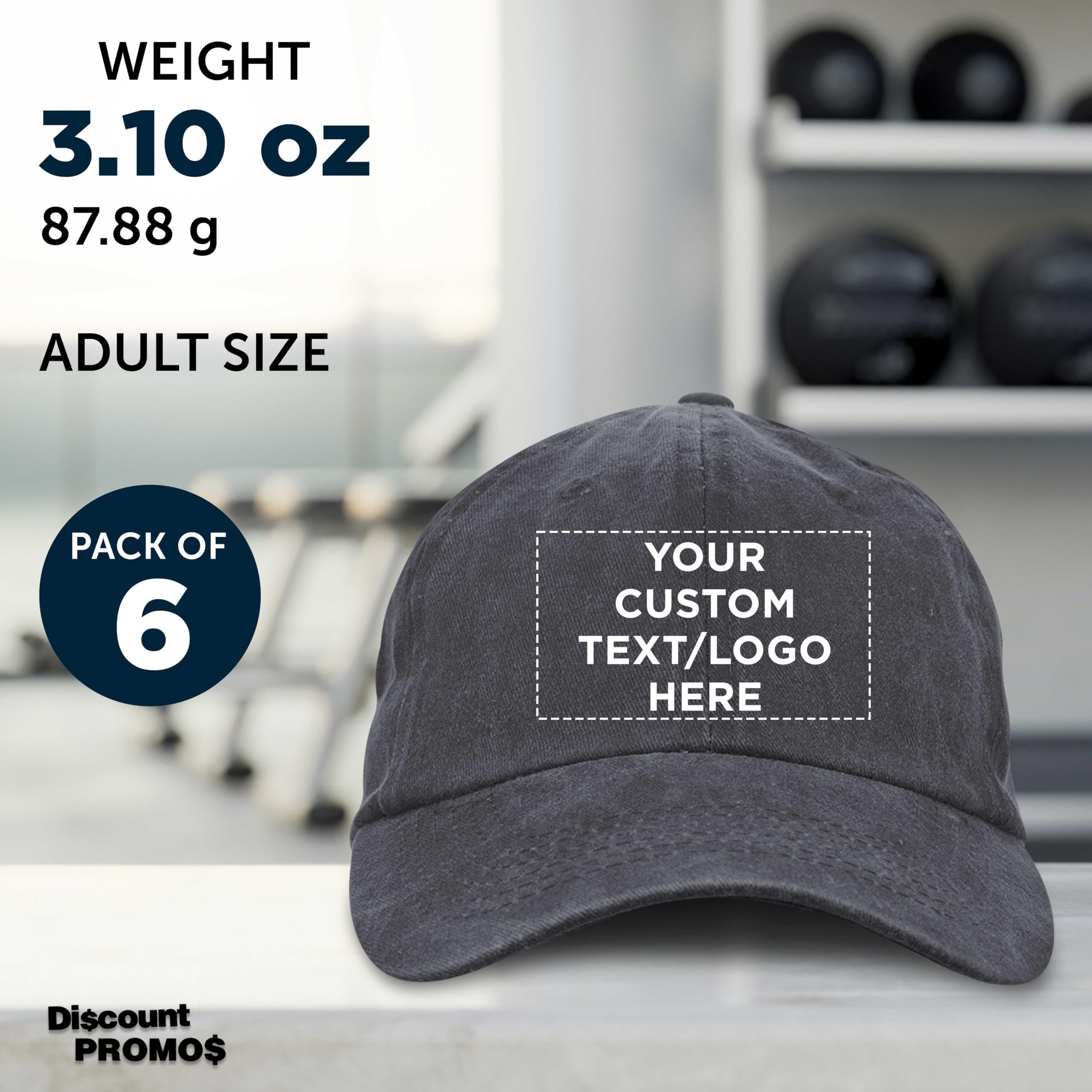 DISCOUNT PROMOS Custom Embroidered Baseball Cap Set of 6/12/24 - Personalized Hats for Men and Women