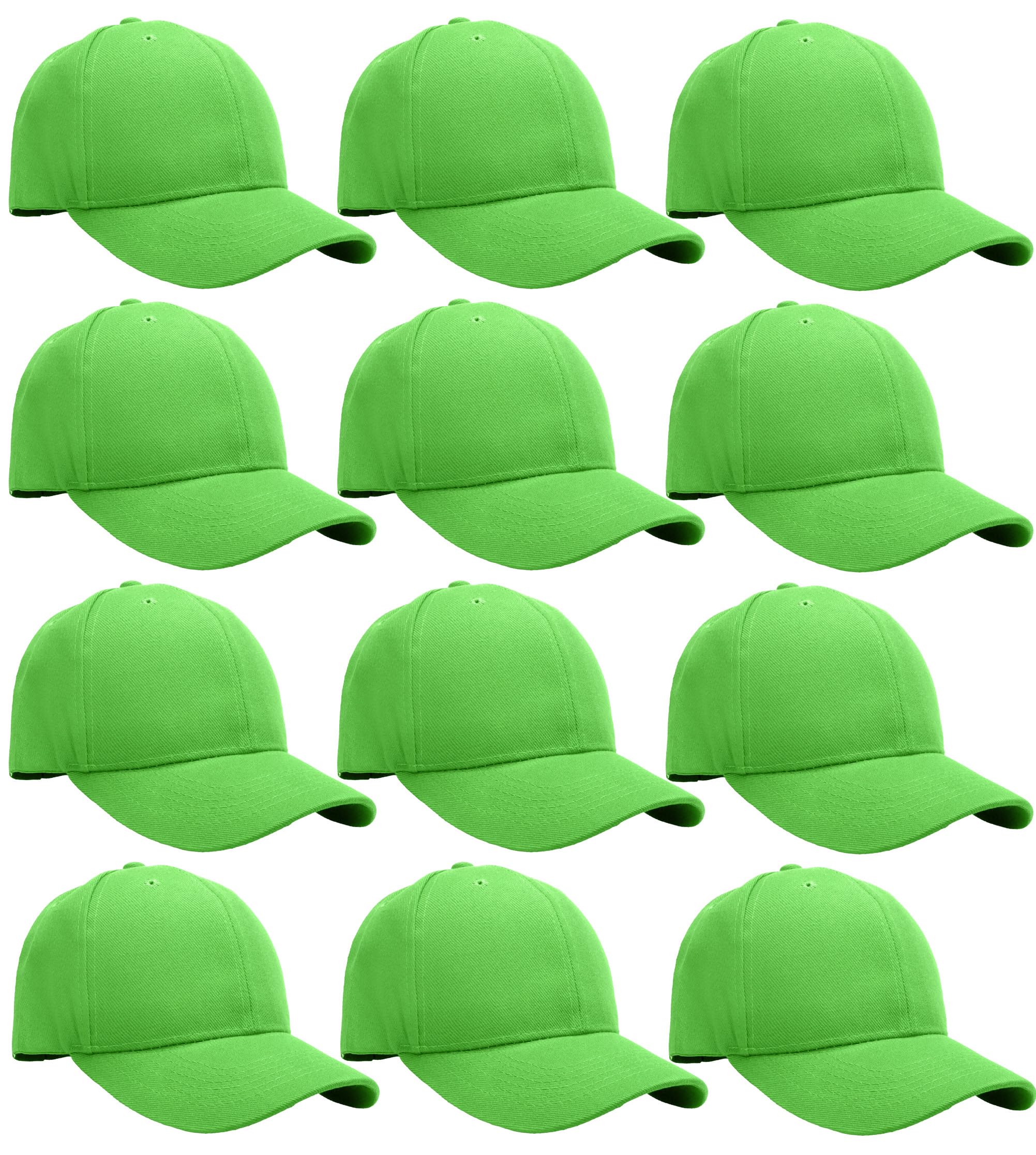 Falari Adjustable Plain Baseball Caps, 12-Pack Bulk Set