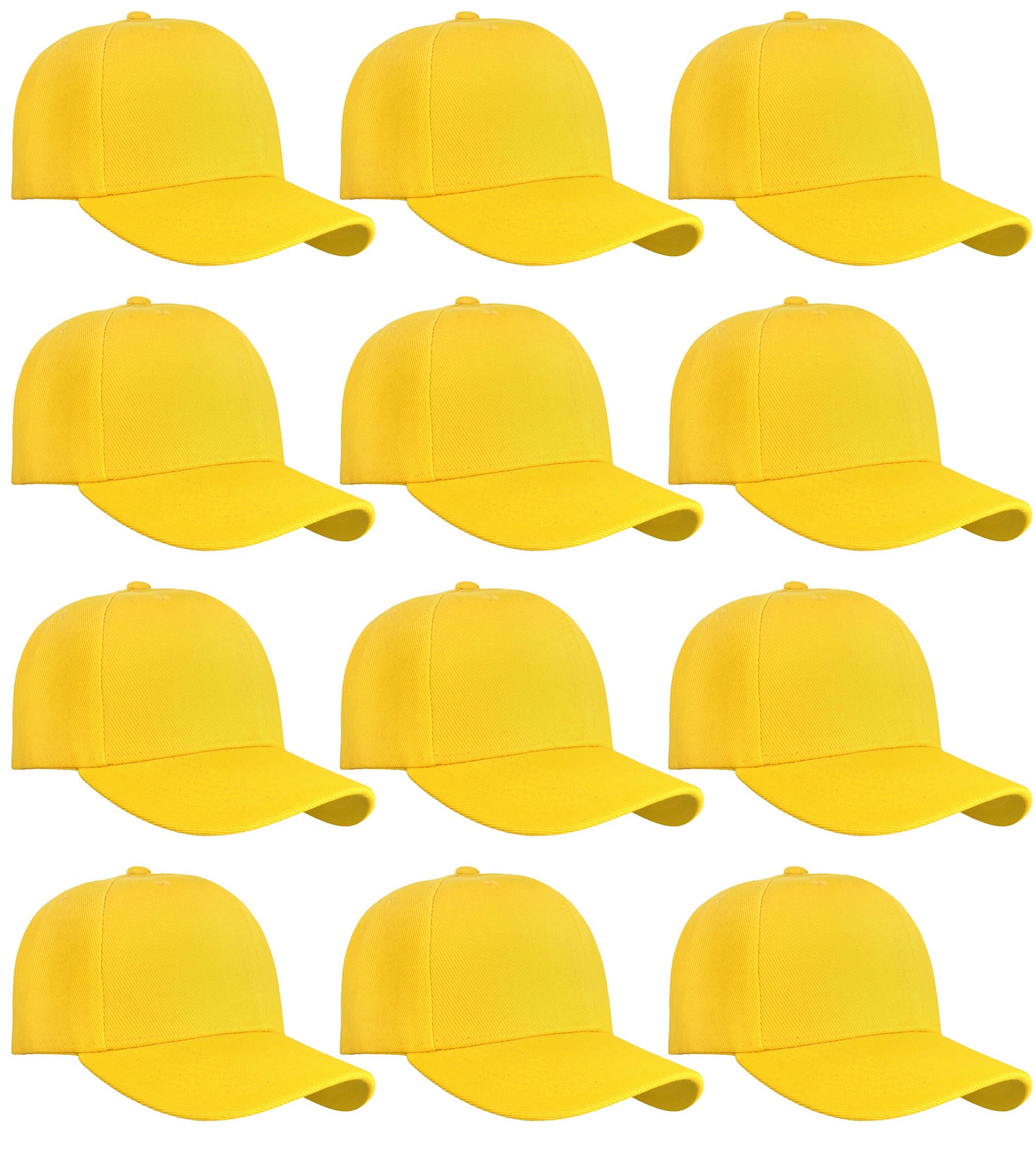 Falari Adjustable Plain Baseball Caps, 12-Pack Bulk Set