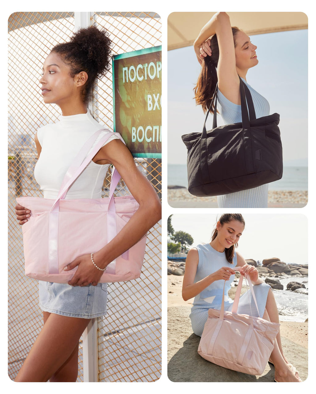 BAGSMART Tote Bag for Women, Tote Bag with Zipper Work Tote with Compartments Nurse Shoulder Hanbag for Travel, Gym