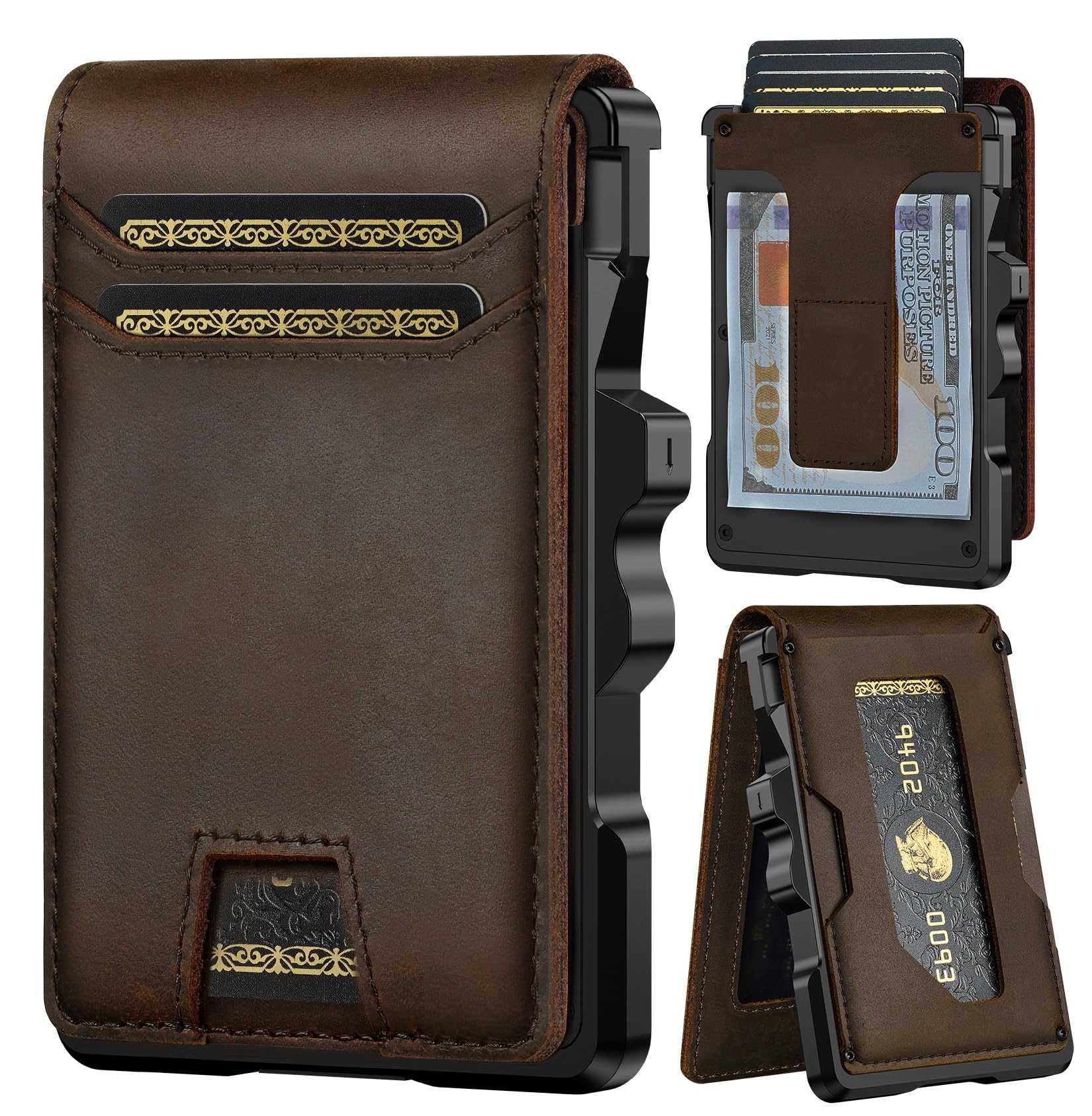 Furid Men’s Genuine Leather Slim RFID Minimalist Wallet