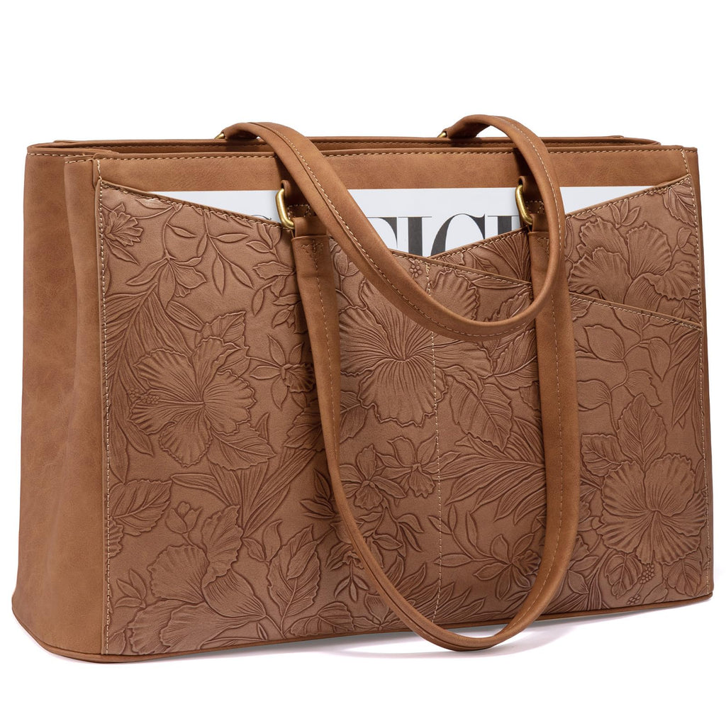 LOVEVOOK Laptop Tote Bag for Women,Leather Work Computer Briefcase Bag