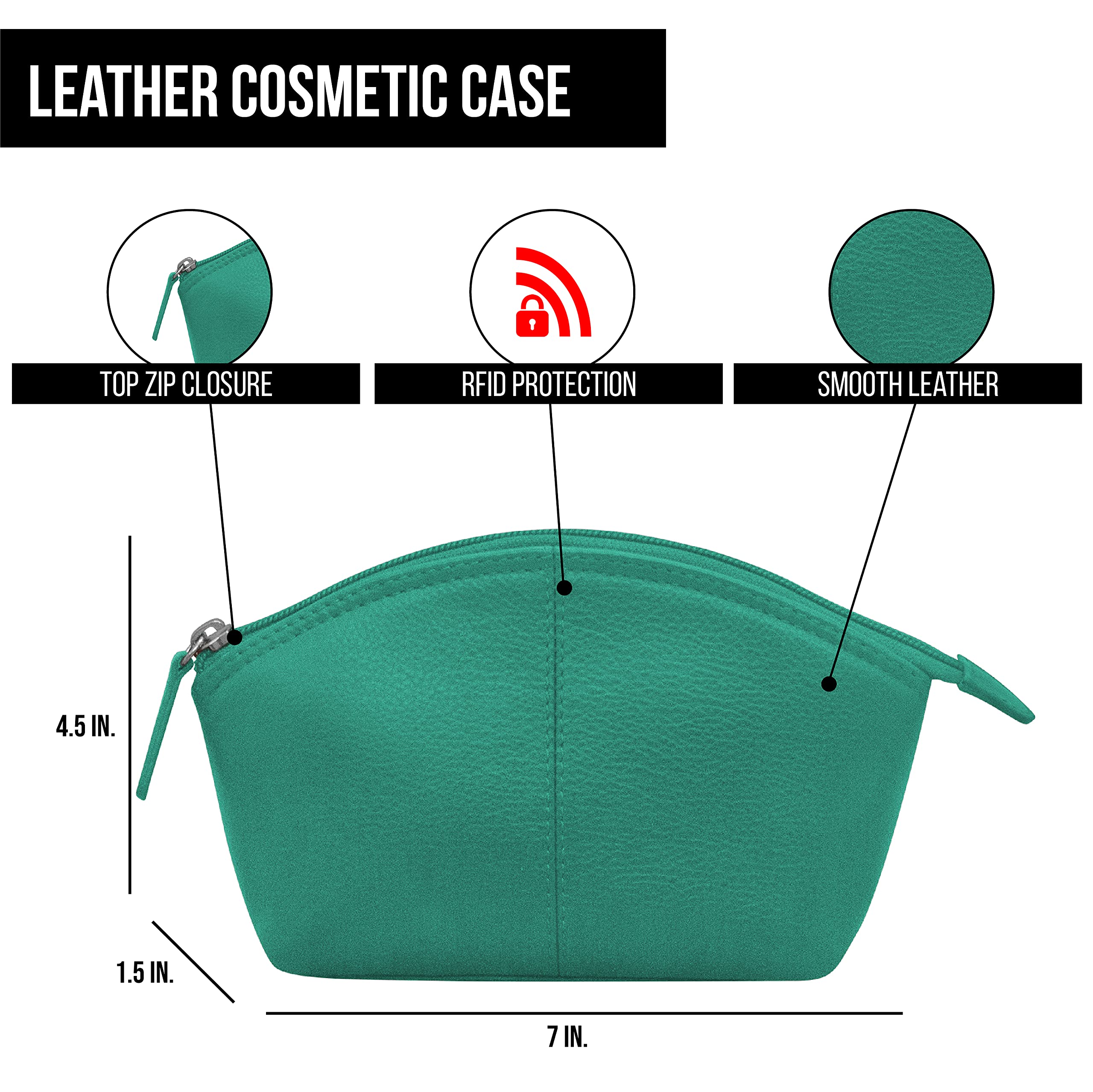 ili New York Genuine Leather RFID Cosmetic Travel Pouch