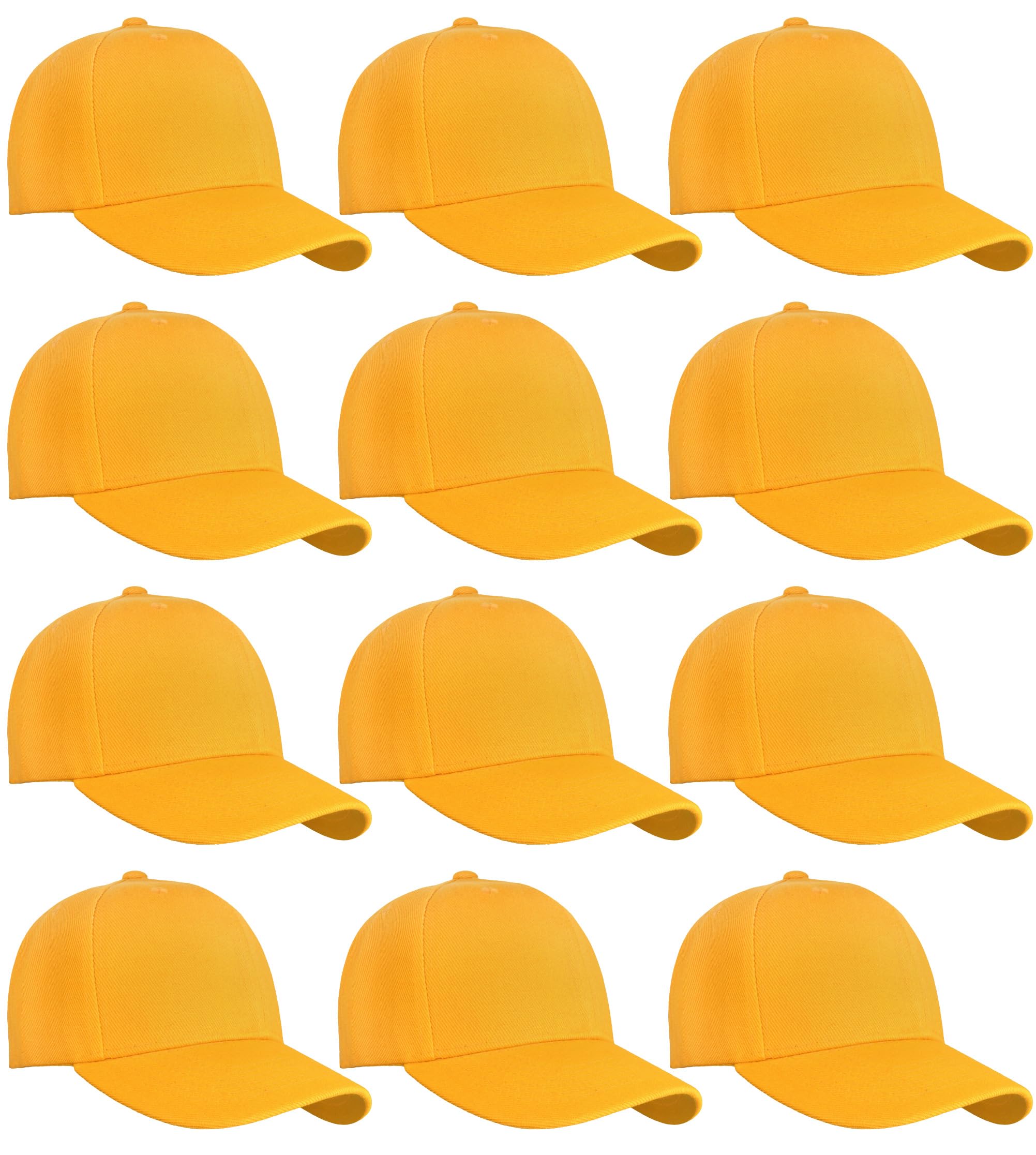 Falari Adjustable Plain Baseball Caps, 12-Pack Bulk Set
