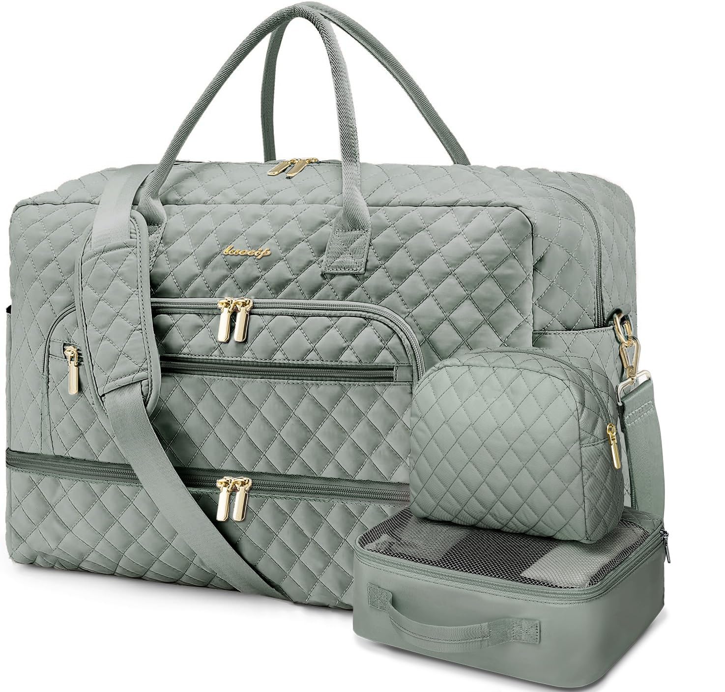 Large Women Travel Duffle Bag - Carry on Overnight Bags Weekend Travel Duffel Tote Bag with Wet Pocket Toiletry Weekender