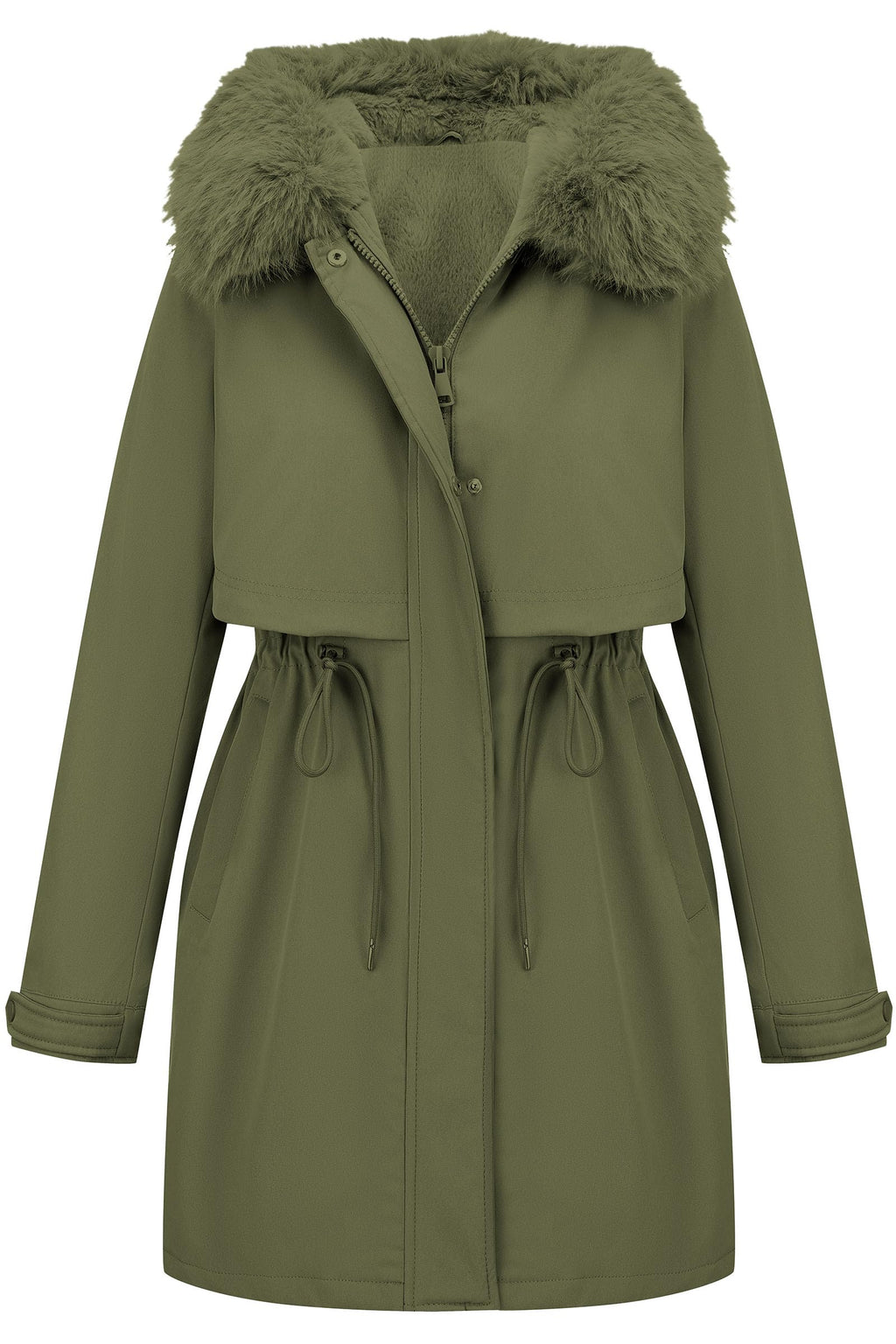 RISISSIDA Women Winter Puffer Coat,Parka with Faux Fur Trim Hood