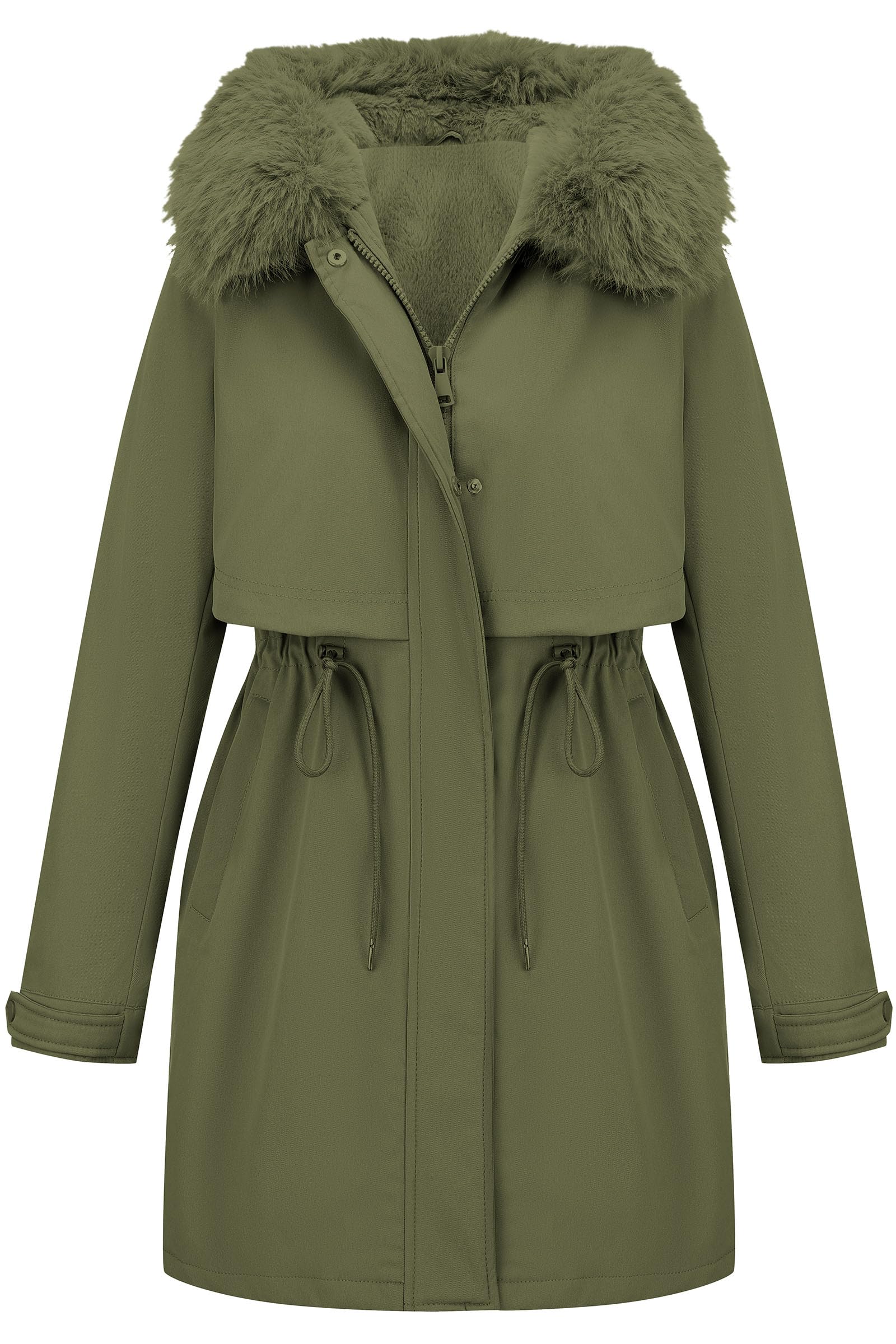 RISISSIDA Women Winter Puffer Coat,Parka with Faux Fur Trim Hood