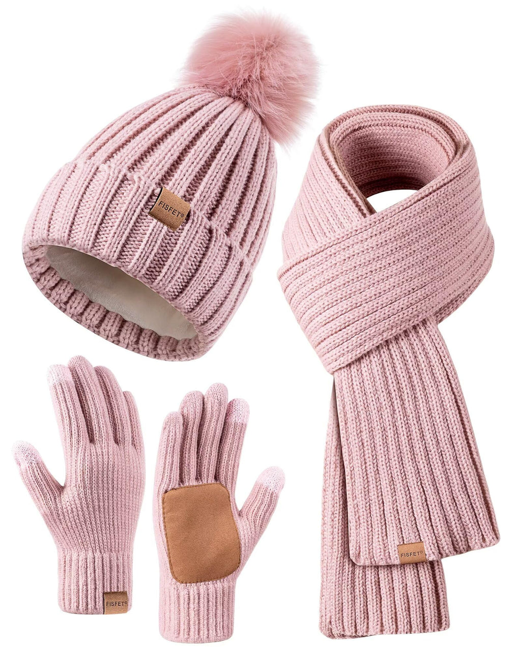 Women’s Winter Beanie, Scarf & Touchscreen Gloves Set