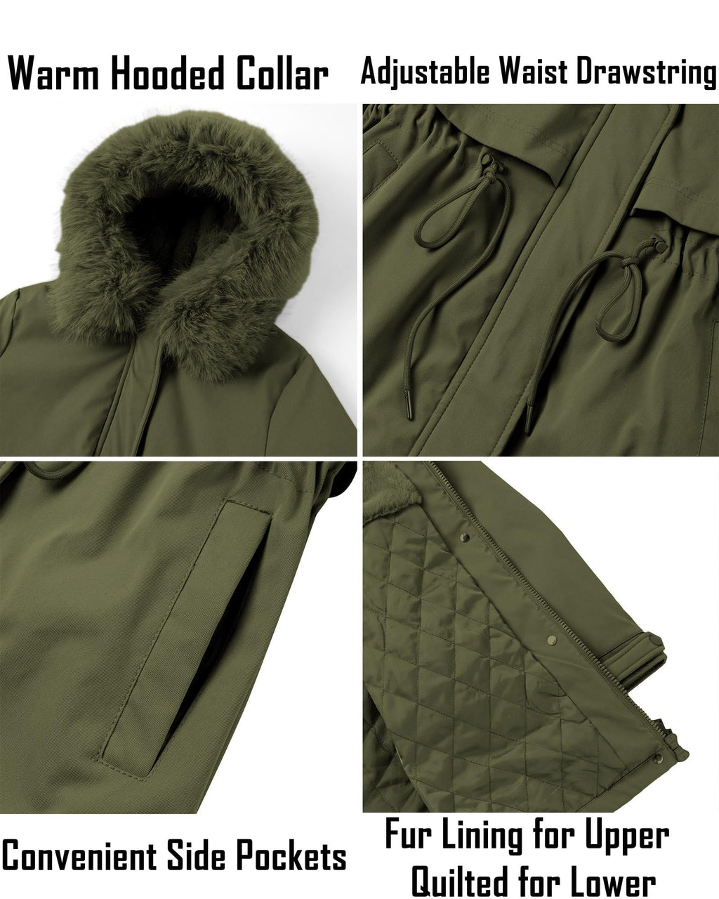 RISISSIDA Women Winter Puffer Coat,Parka with Faux Fur Trim Hood