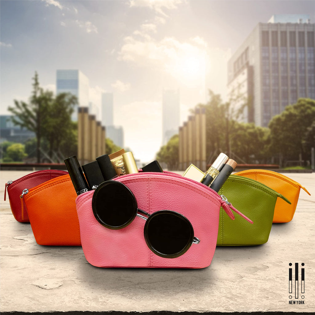 ili New York Genuine Leather RFID Cosmetic Travel Pouch