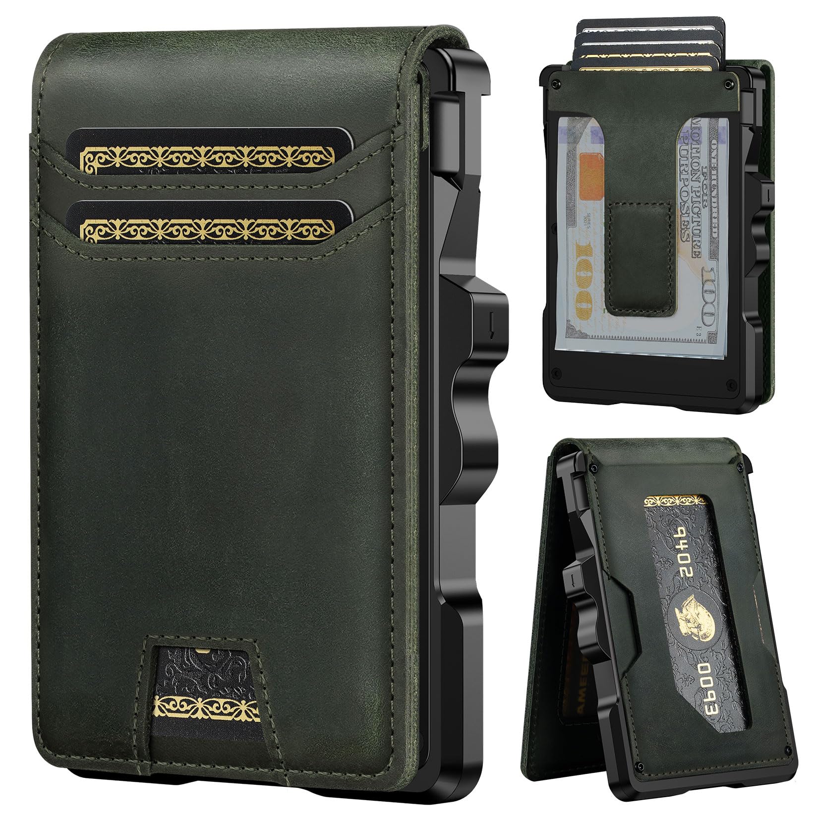 Furid Men’s Genuine Leather Slim RFID Minimalist Wallet