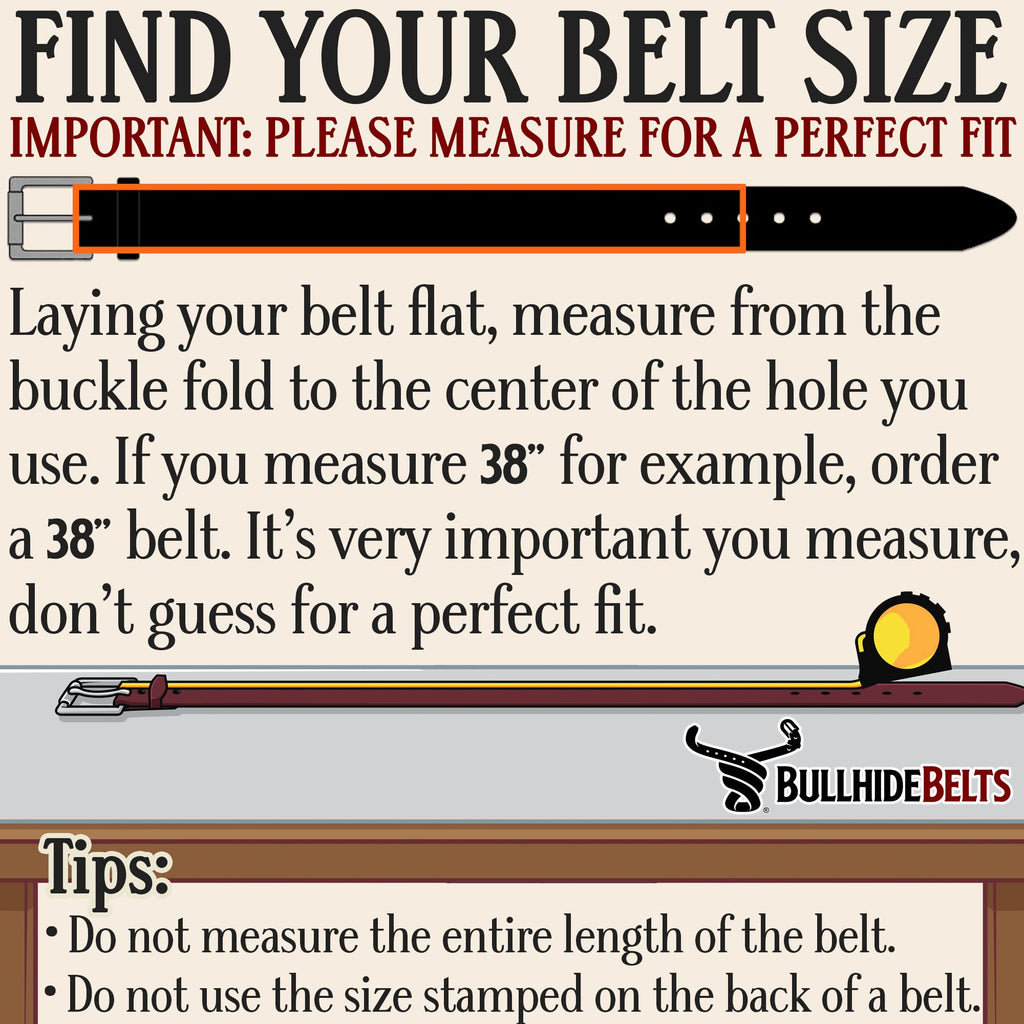 Bullhide Belts Mens Leather Belt for Work, Casual, Dress, 1.50" Wide