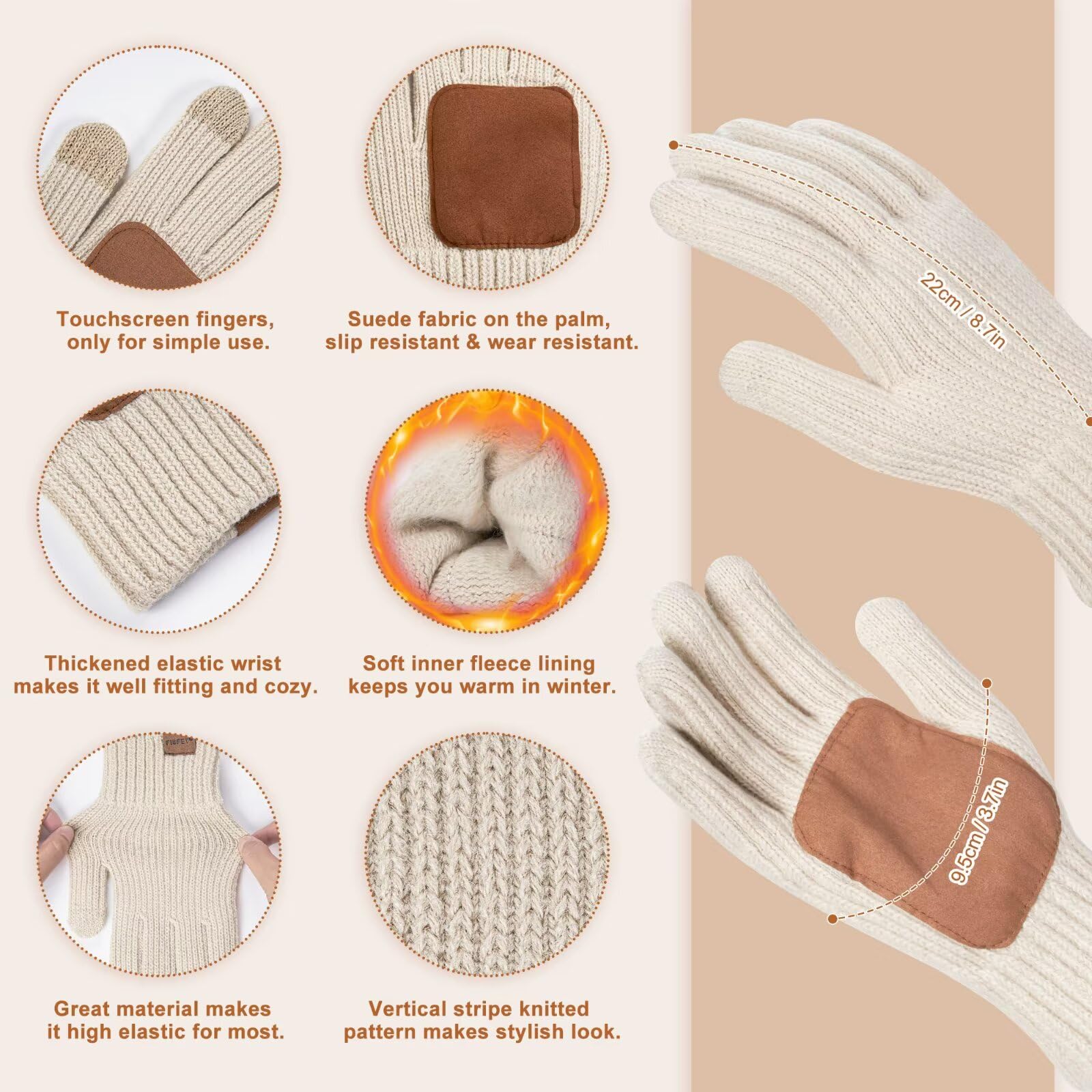 Women’s Winter Beanie, Scarf & Touchscreen Gloves Set