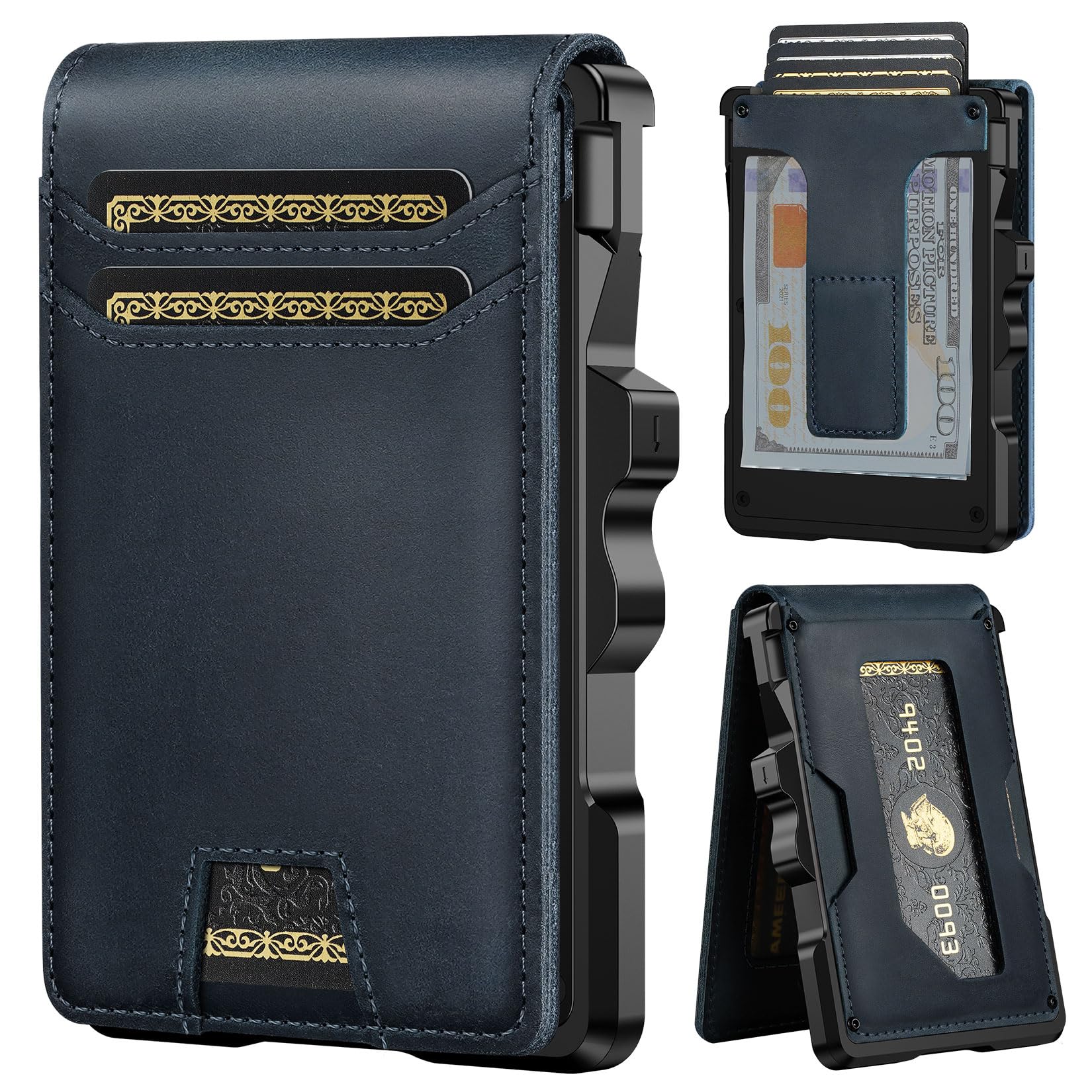 Furid Men’s Genuine Leather Slim RFID Minimalist Wallet