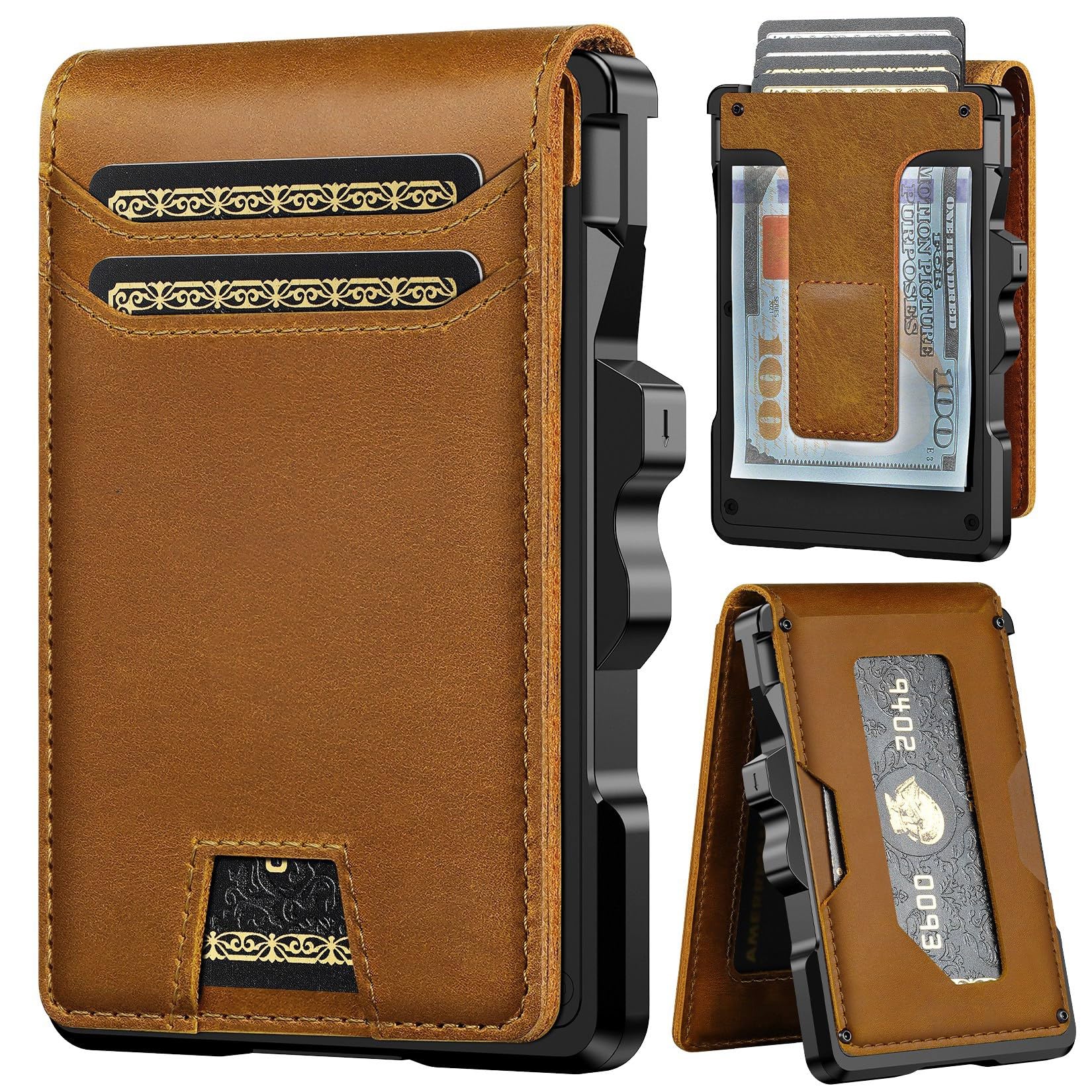 Furid Men’s Genuine Leather Slim RFID Minimalist Wallet