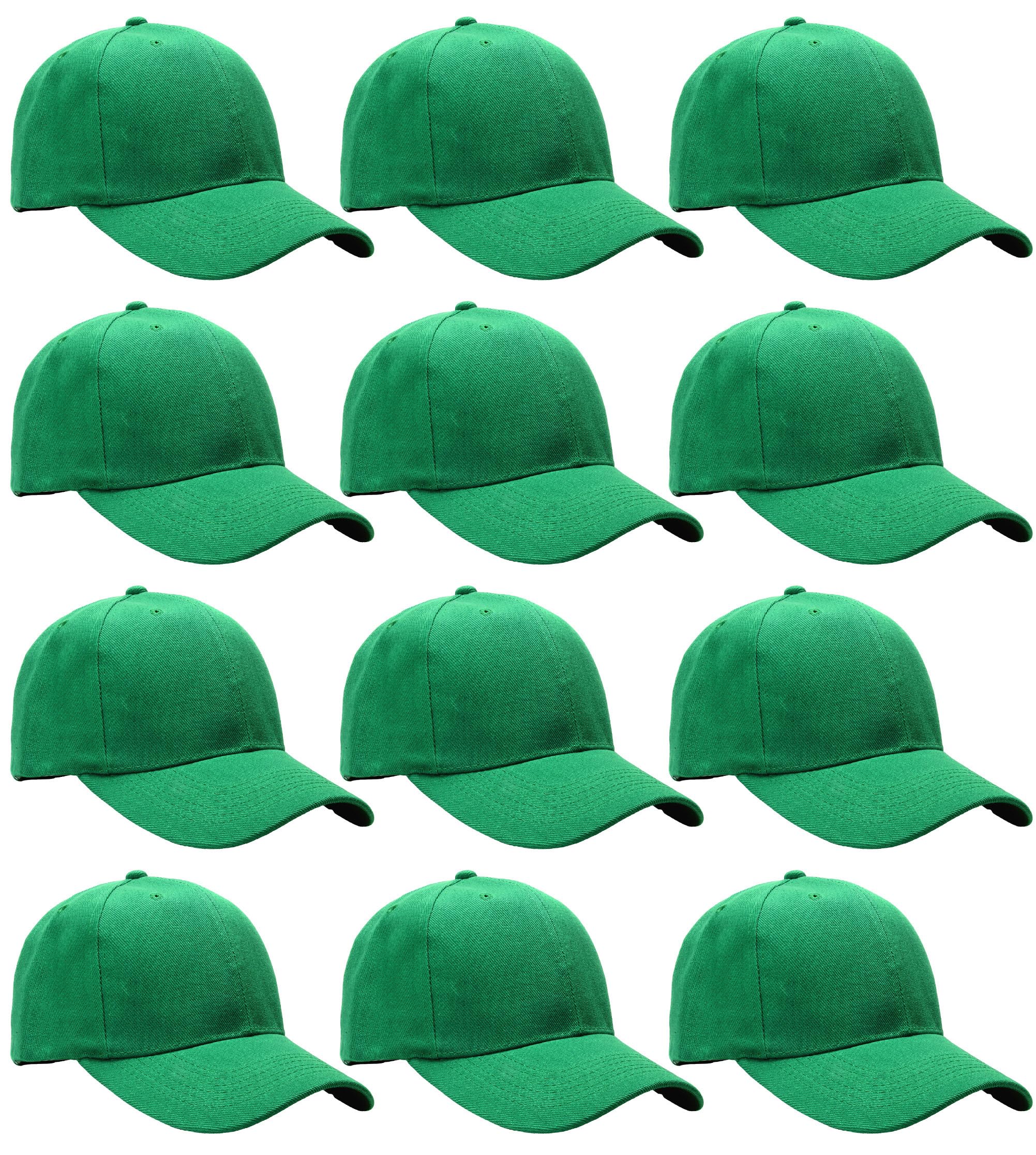 Falari Adjustable Plain Baseball Caps, 12-Pack Bulk Set