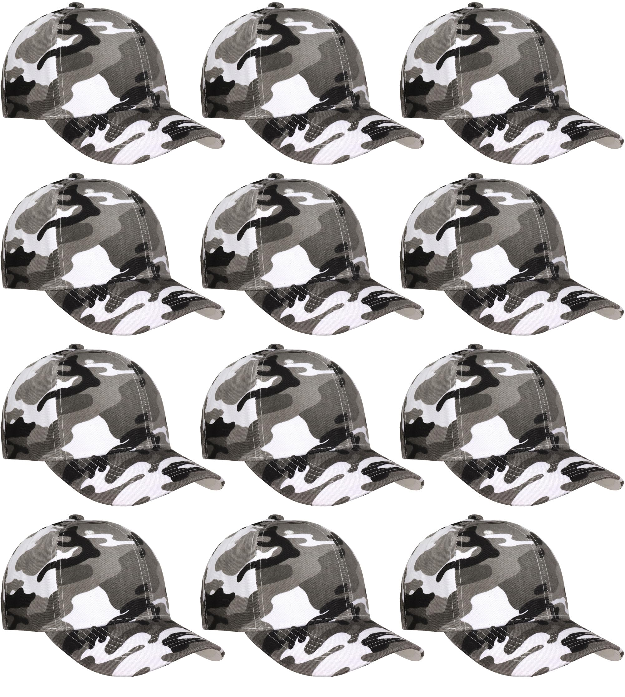 Falari Adjustable Plain Baseball Caps, 12-Pack Bulk Set