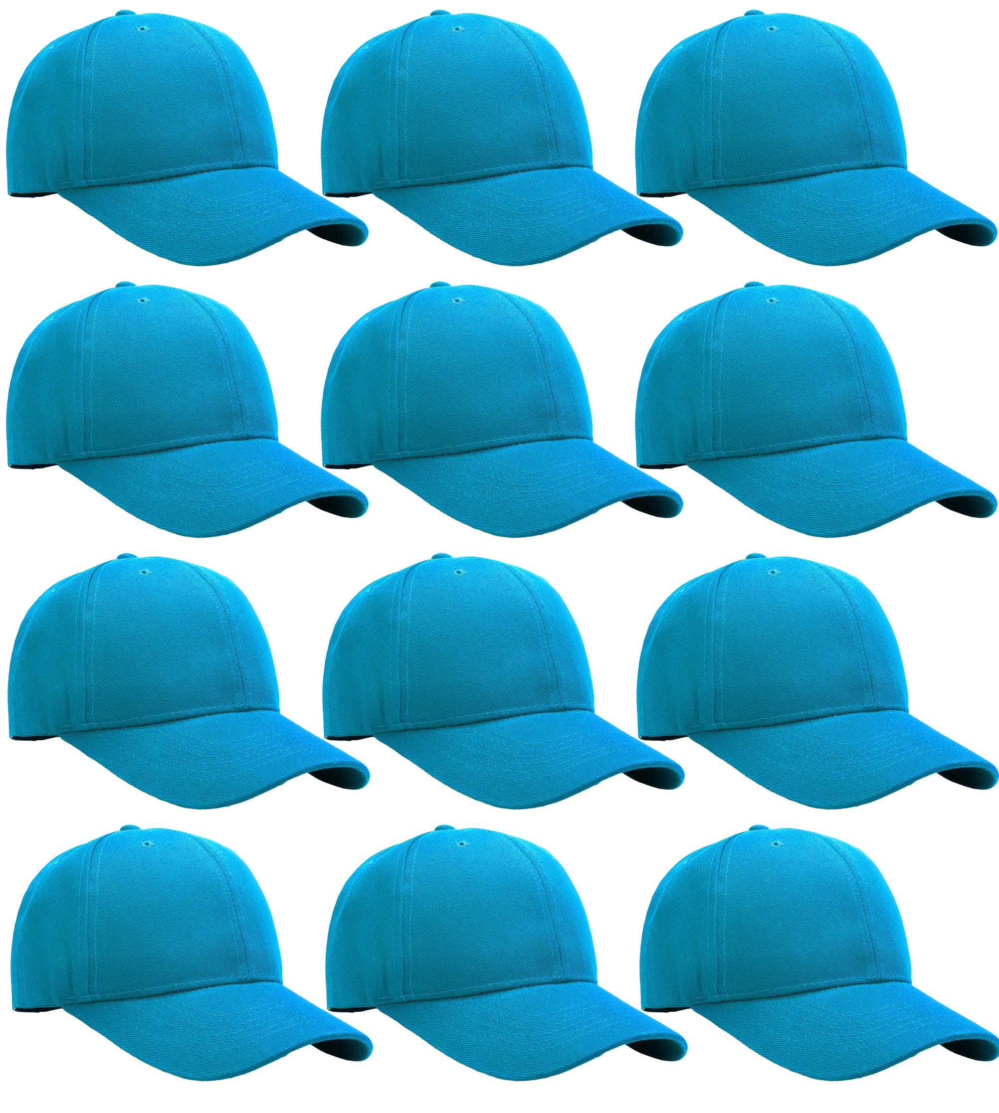 Falari Adjustable Plain Baseball Caps, 12-Pack Bulk Set